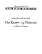 On Knowing Persons Vocal Solo & Collections sheet music cover
